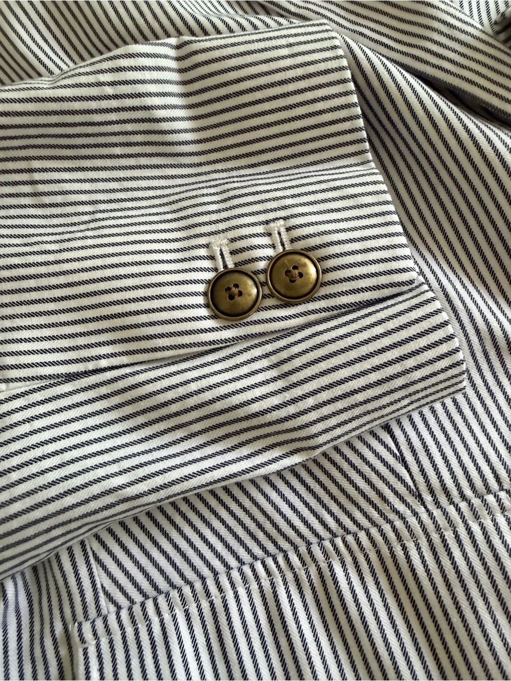 Banana Republic Striped Seersucker-Style Blazer Petite 8P - Picture 6 of 9
